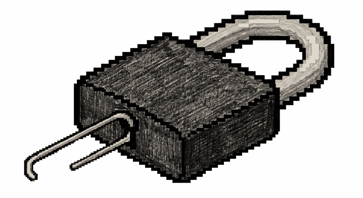 A padlock being opened by a bent paperclip inserted in the keyhole.