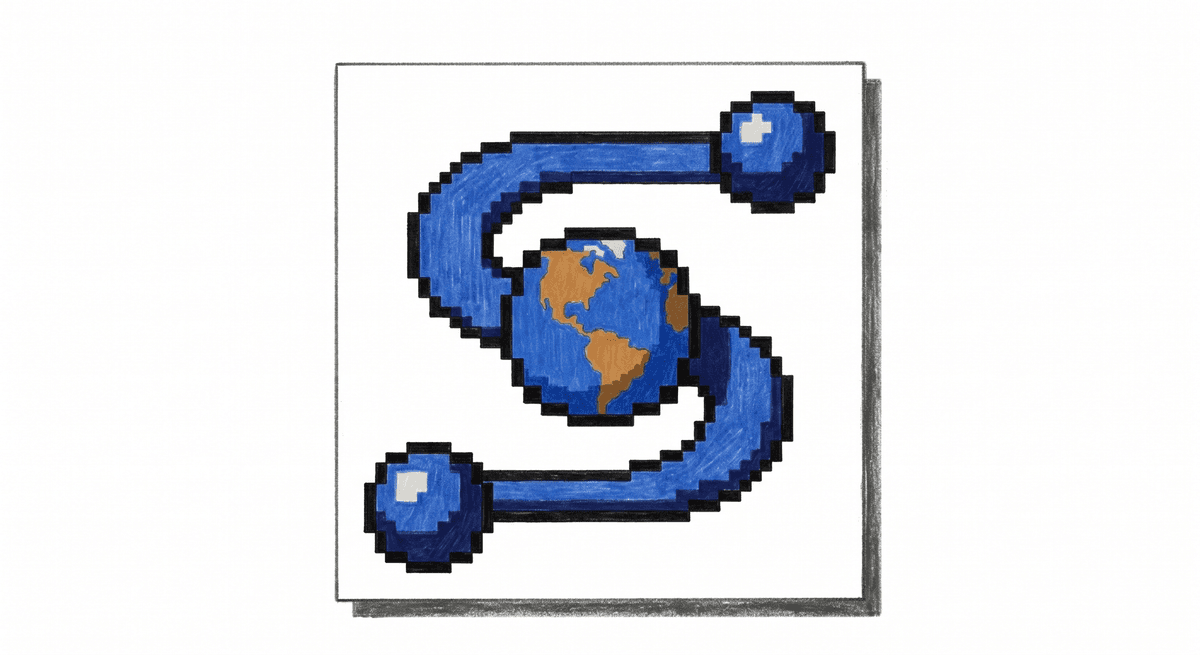 The NCSA Mosaic browser icon — a blue ribbon curling behind a small Earth — on a Mac System 7 desktop.